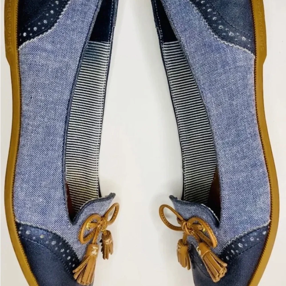 Sperry Top-Sider Women's Harper Oxford Cloth Wedge Pump Navy/midnight size 8 - Picture 4 of 10